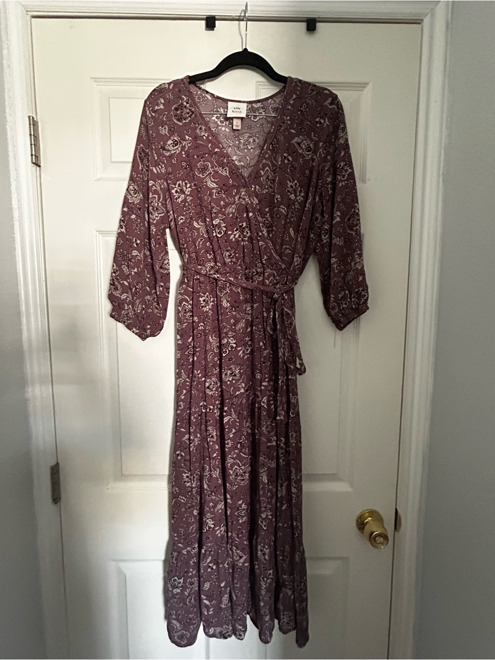 Knox Rose Mauve Floral Wrap Maxi Dress